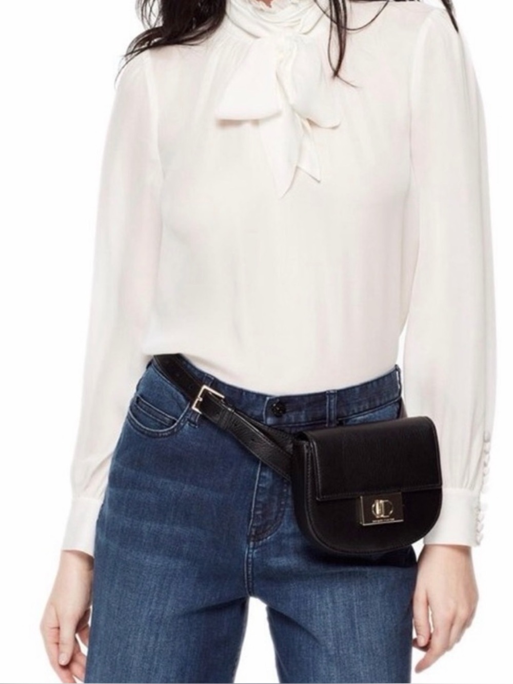 kate spade RITA Black Belt Bag / Crossbody with Gold Turnlock